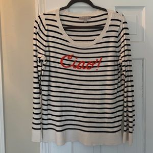 Women’s Banana Republic “Ciao” Black & White Striped Sweater, Size: Large.
